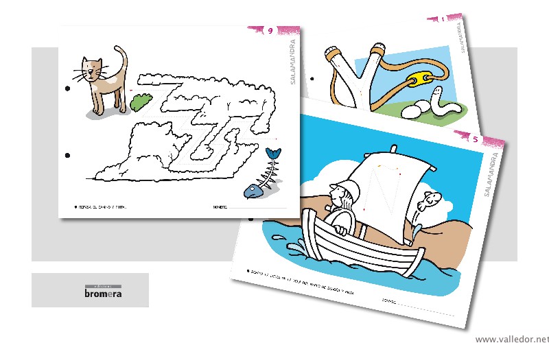 Maquetación e ilustraciones cuadernos Salamandra. Edicions Bromera